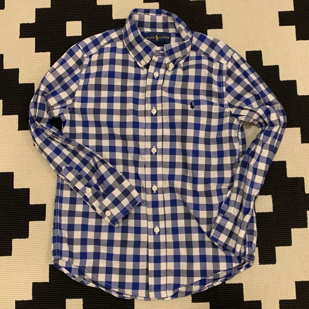 Ralph Lauren 6 Gingham Button Up Dress Shirt